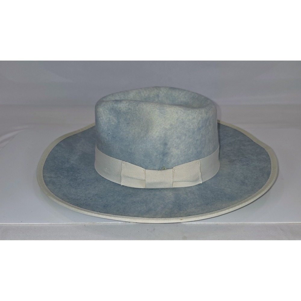 NWT Wyeth Wool Felt Rancher Fedora Hat Mint Green Blue Wash Wide Brim OS